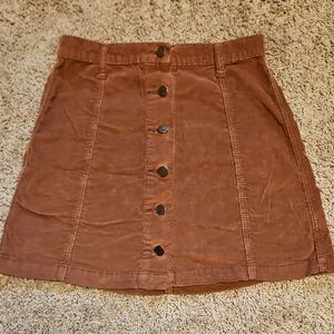 BDG Chocolate Brown Corduroy Button-Front Skirt